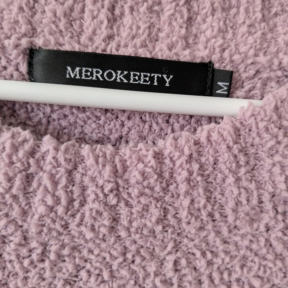 Mauve Crew Neck Boucle Textured Sweater Long Sleeves Sz. M - Picture 4 of 7